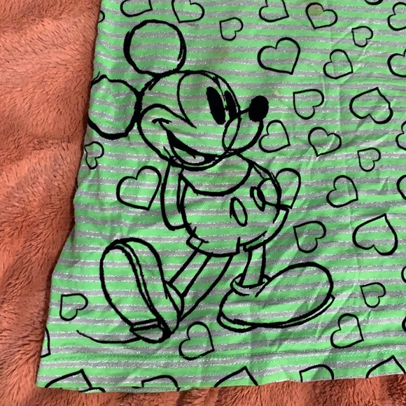 Disney Parks Mickey Mouse Tank Top - Green & silver striped w/black hearts - Picture 2 of 7